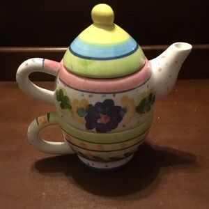 Bella Casa Tea Set for one. Bright coloured 3 piece set for someone special